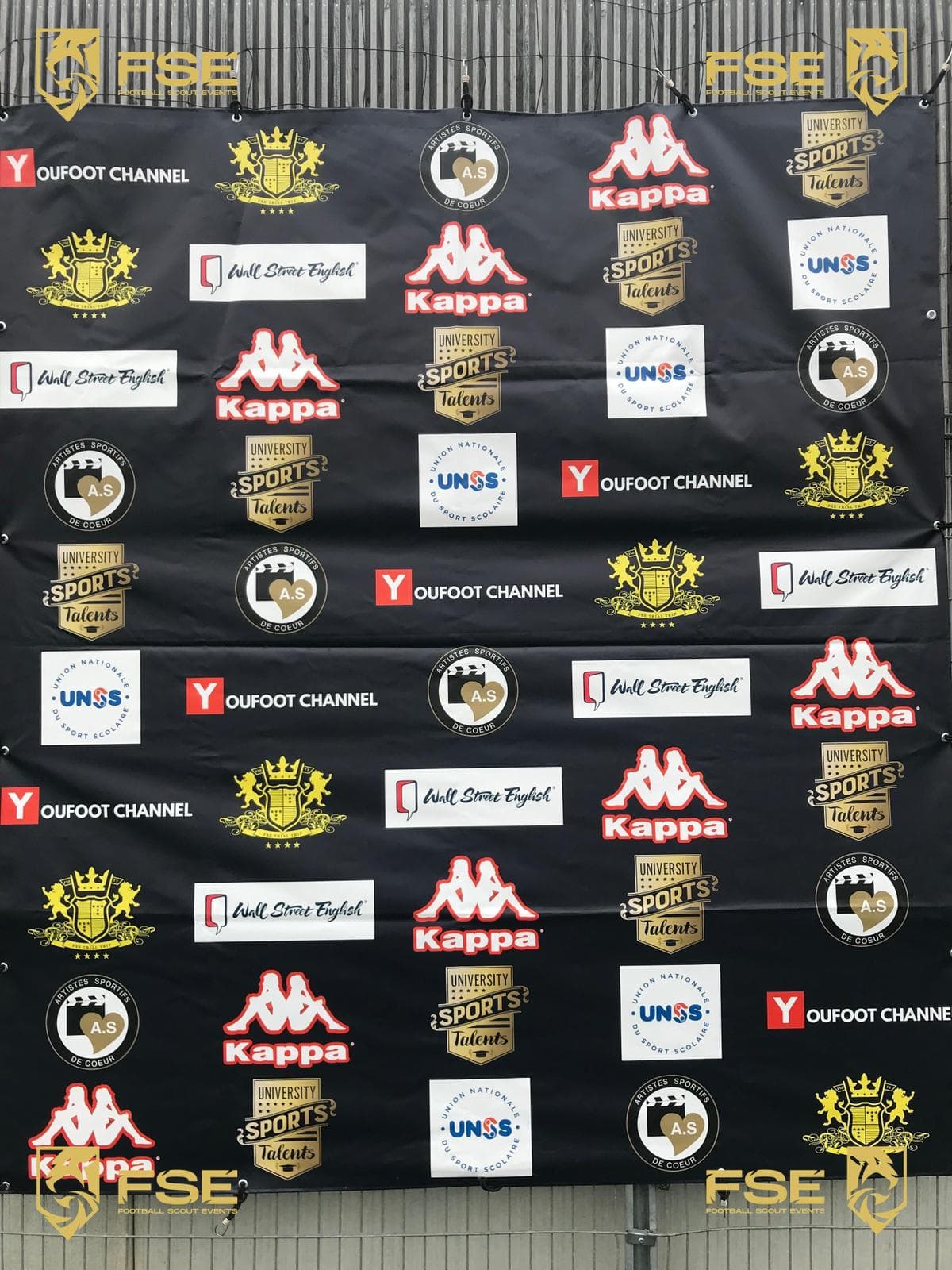 Backdrop officiel FSE — Kappa, UNSS, University Sports Talents, Wall Street English, Youfoot Channel